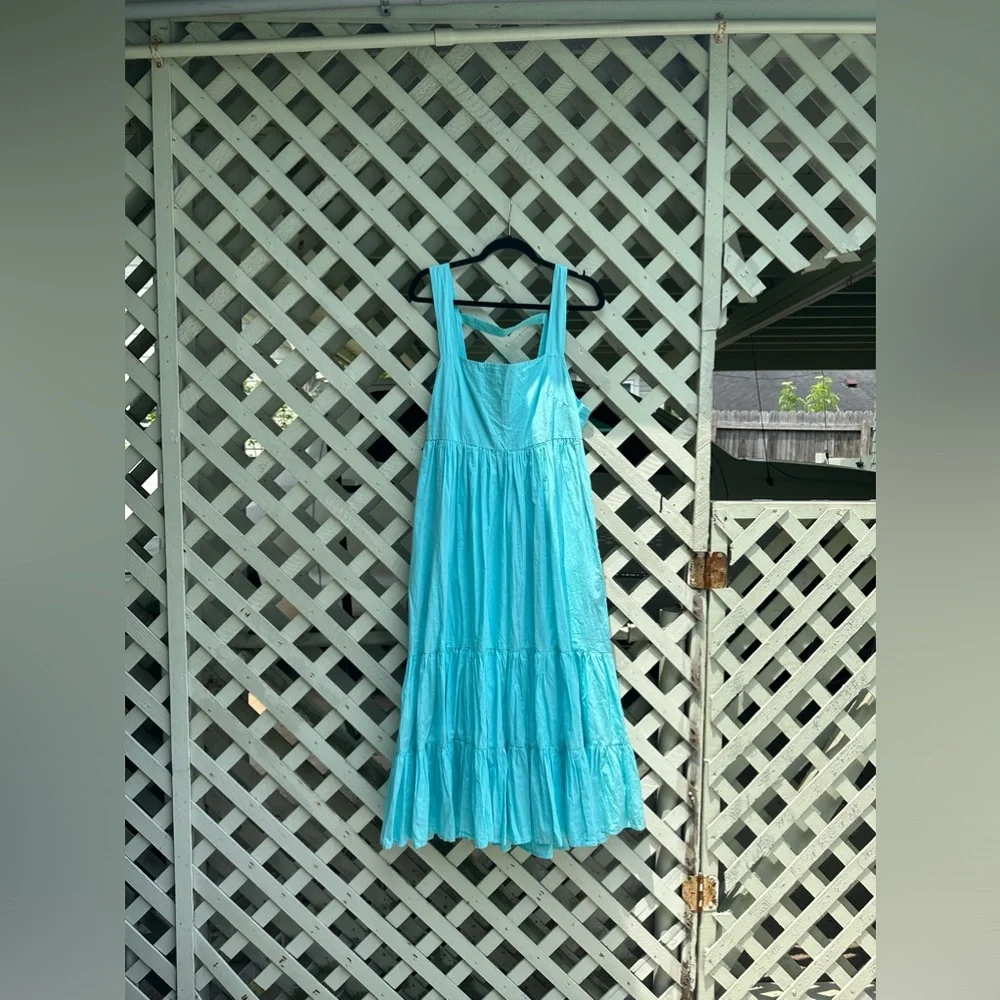 Anthropologie Blue Sleeveless Square Neck Sundress - Picture 5 of 6